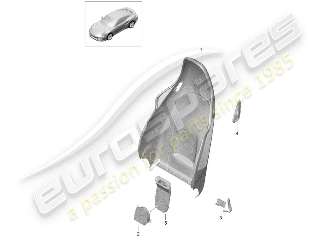 porsche 2017 (991-2 turbo) coque de dossier schéma des pièces