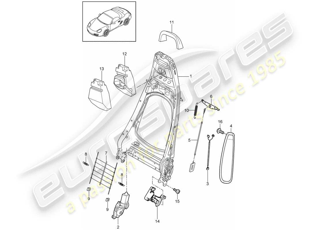 porsche 2011 (987 boxster) cadre de dossier schéma des pièces