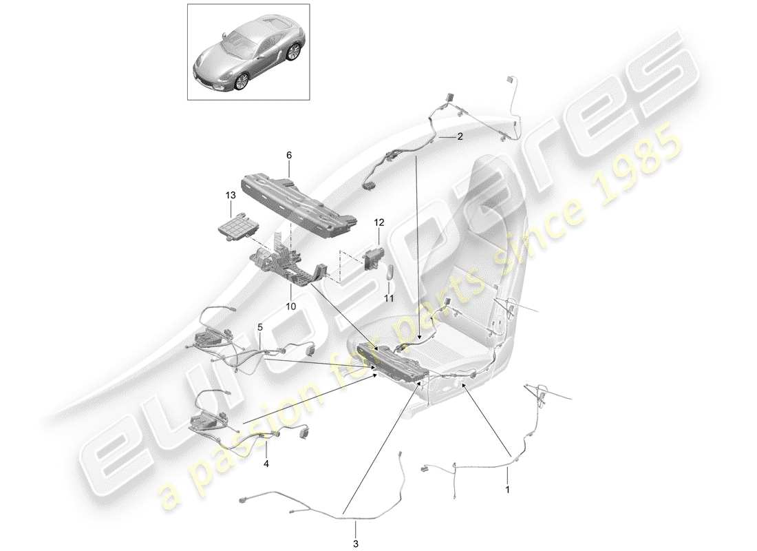 porsche 2014 (981 cayman) faisceaux de câbles schéma des pièces