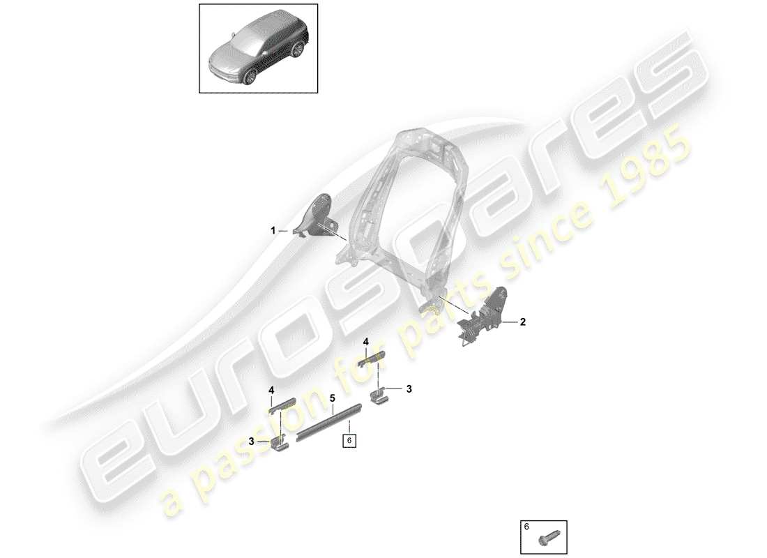 porsche 2018 (cayenne e3 9ya/9yb) siège schéma des pièces