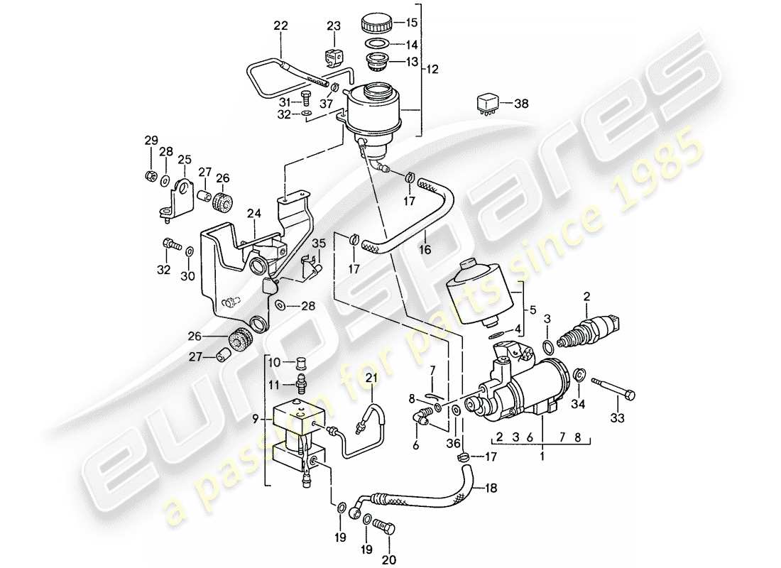 porsche 1990 (928) transmission automatique - commande de verrouillage 1 - d - mj 1990>> schéma des pièces