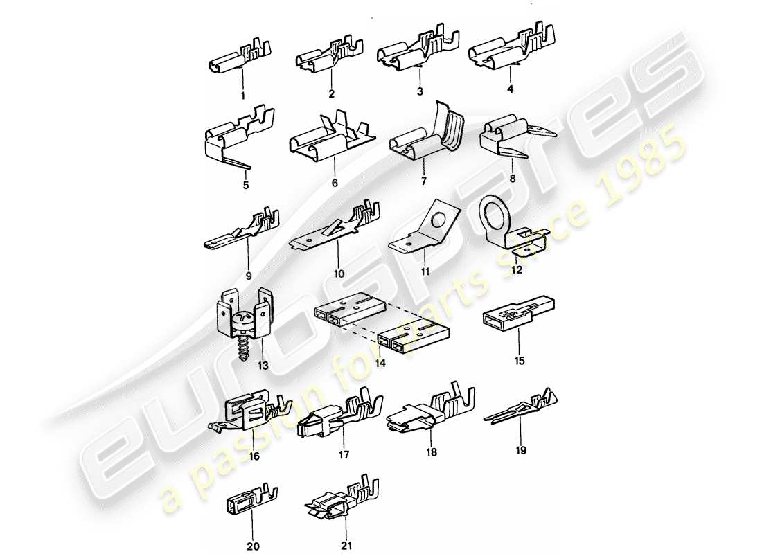 porsche 1994 (968) borne à lame mâle - connecteur push-on schéma des pièces