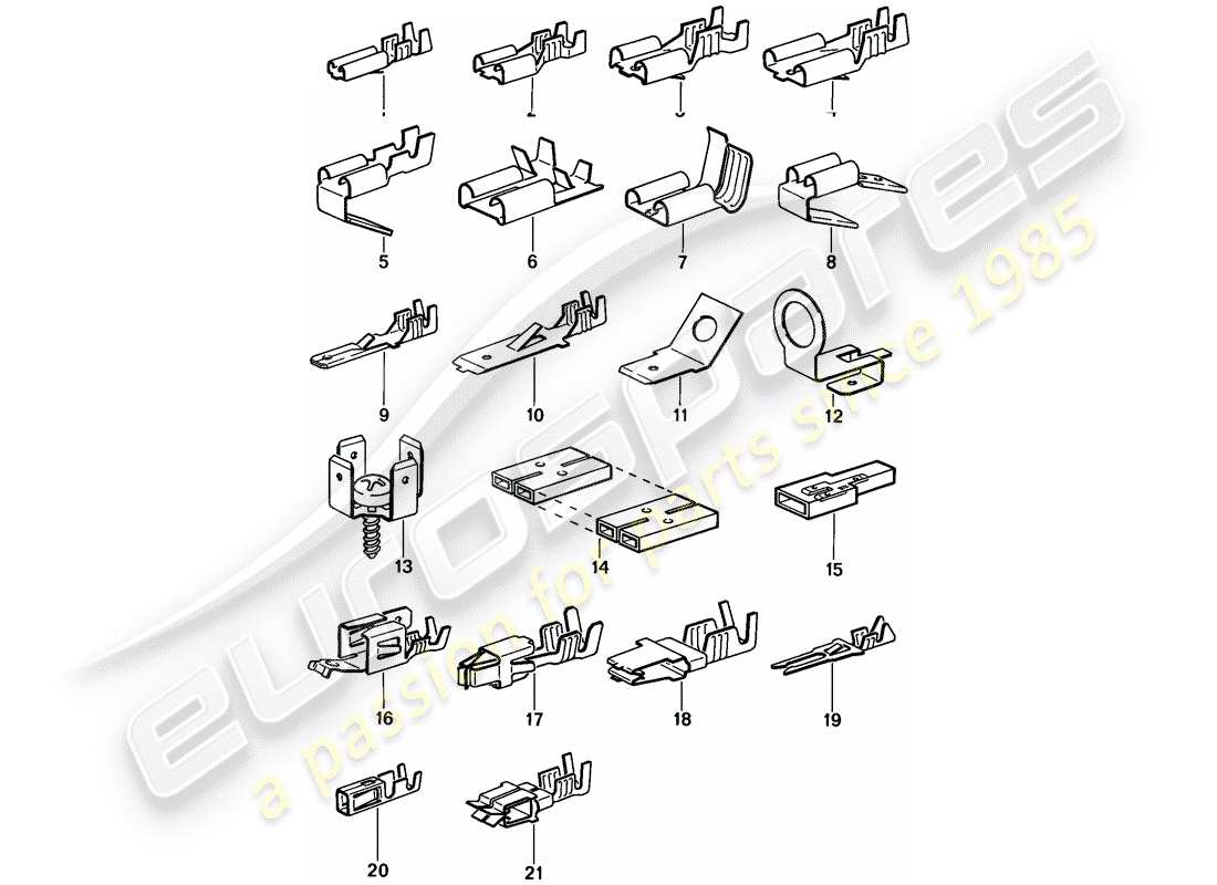 porsche 1987 (924s) borne à lame mâle - connecteur push-on schéma des pièces