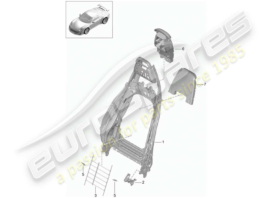 porsche 2018 (991-2 r/gt3/rs) cadre - dossier schéma des pièces