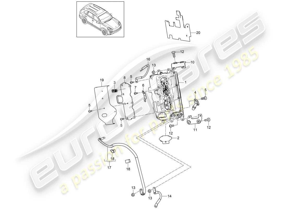 porsche 2016 (cayenne e2 92a) électronique de puissance et de contrôle- schéma des pièces
