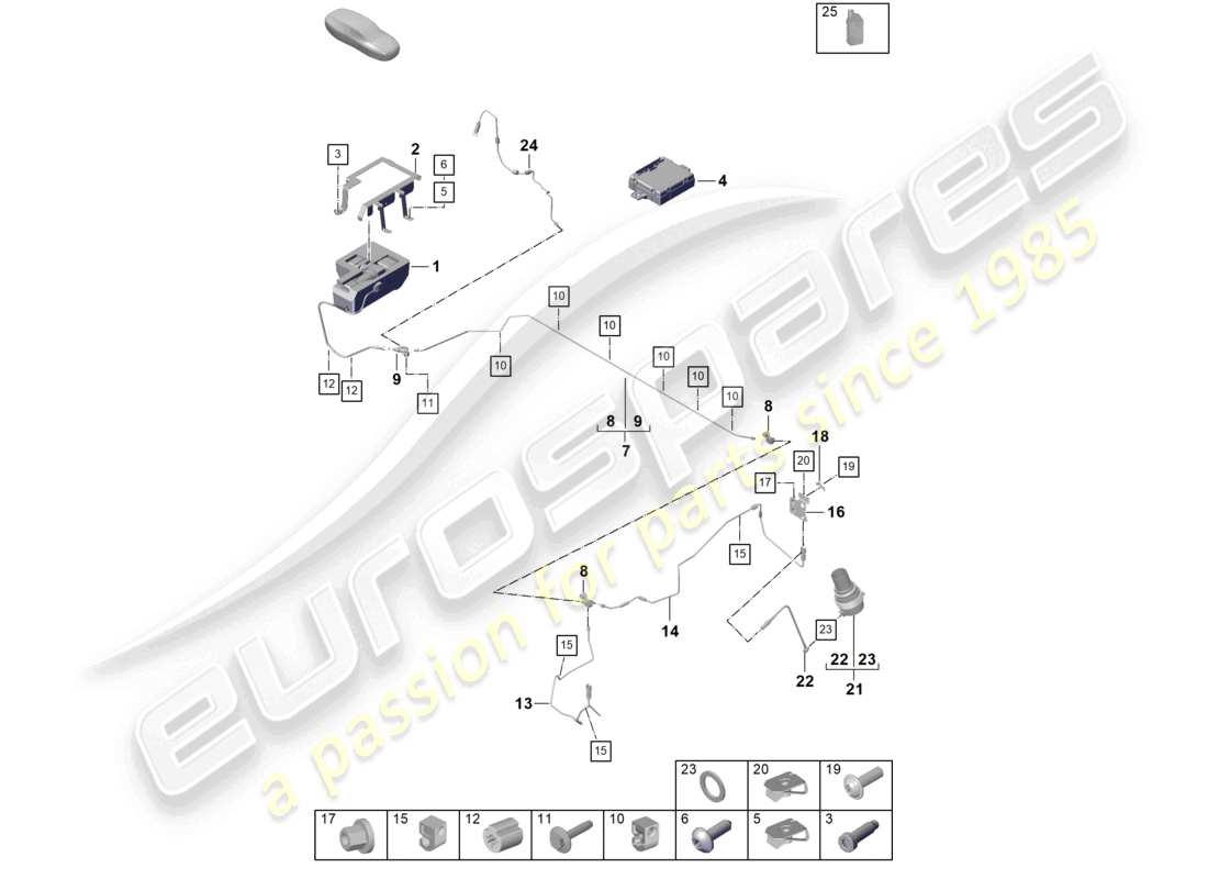 porsche 2019 (992-1) suspension adaptative conduite hydraulique schéma des pièces