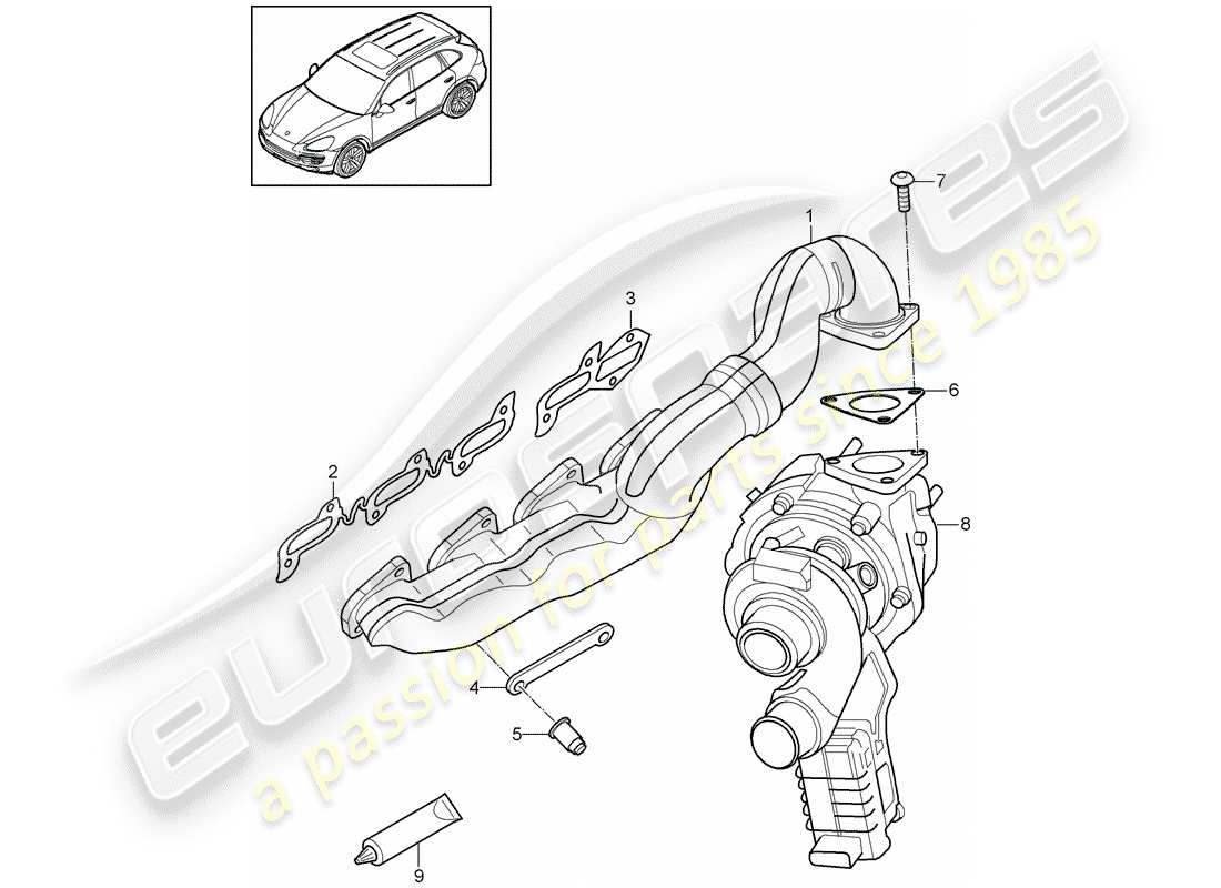 porsche 2015 (cayenne e2 92a) système d'échappement schéma des pièces