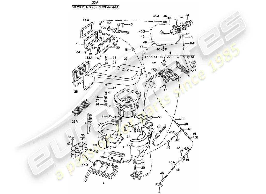 porsche 1976 (924) chauffage schéma des pièces