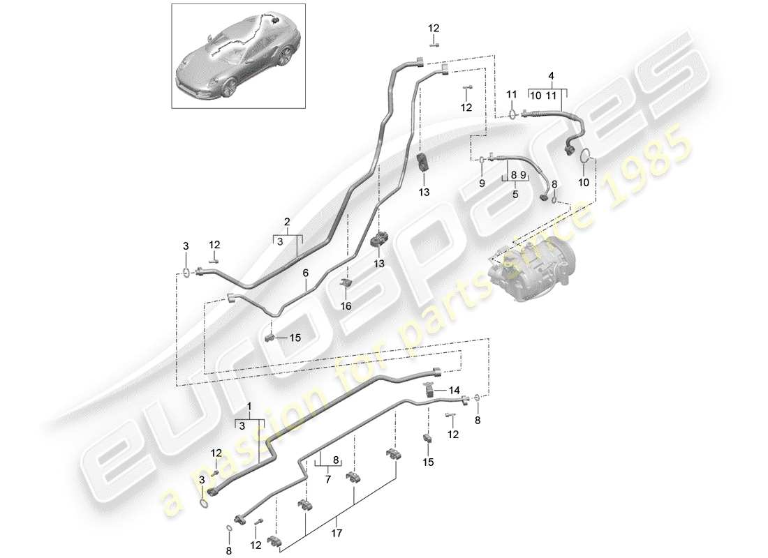 porsche 2020 (991-2 turbo) circuit réfrigérant schéma des pièces