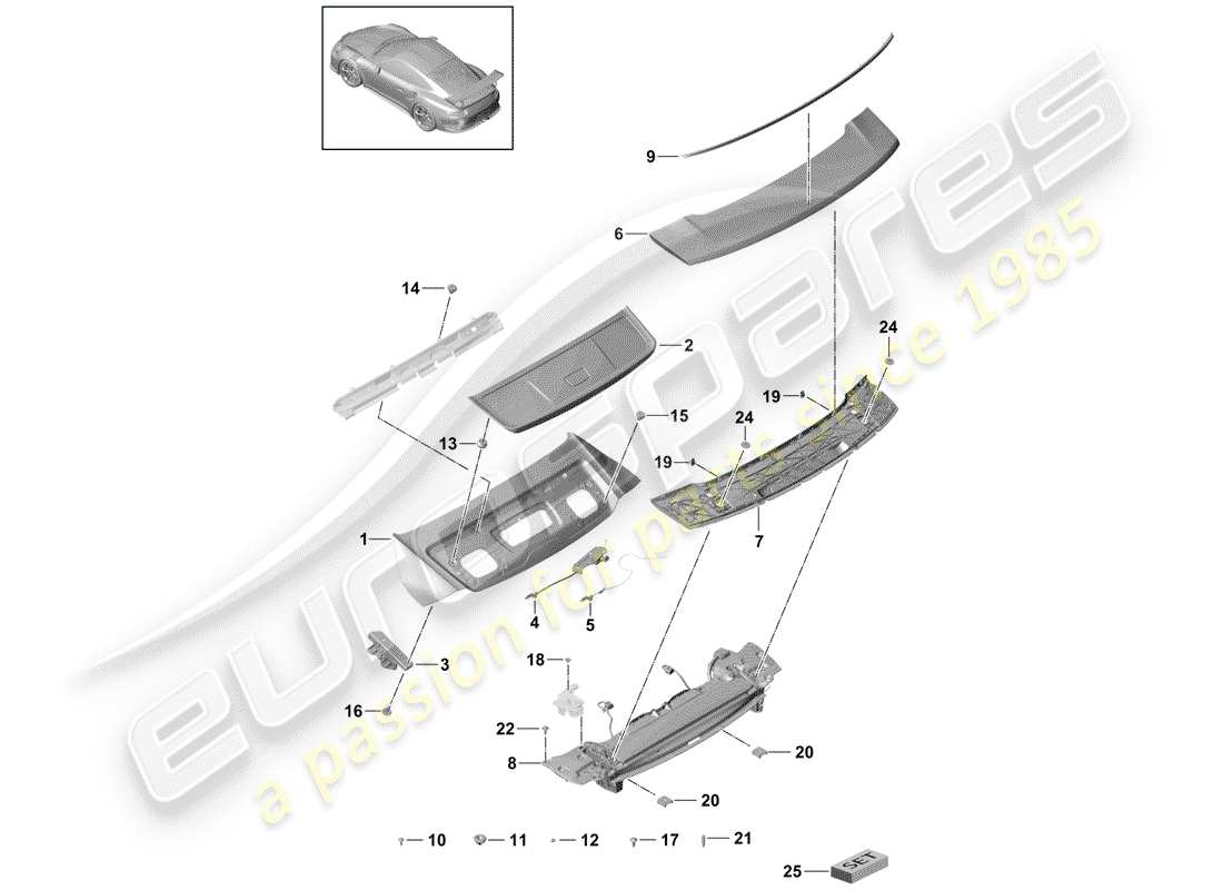 porsche 2014 (991-1 r/gt3/rs) couverture schéma des pièces