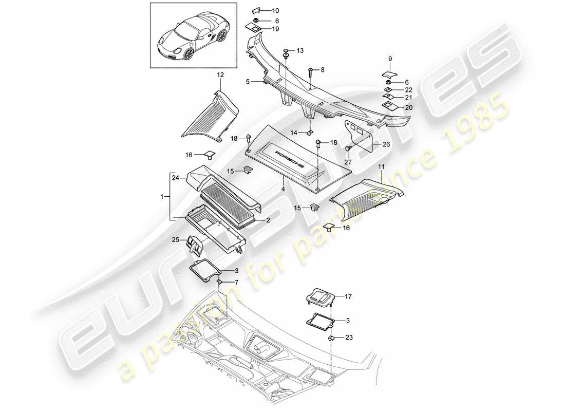 porsche 2006 (987 boxster) filtre à particules schéma des pièces
