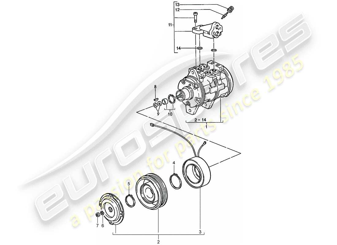 porsche 1986 (944) diagramme des pièces du compresseur