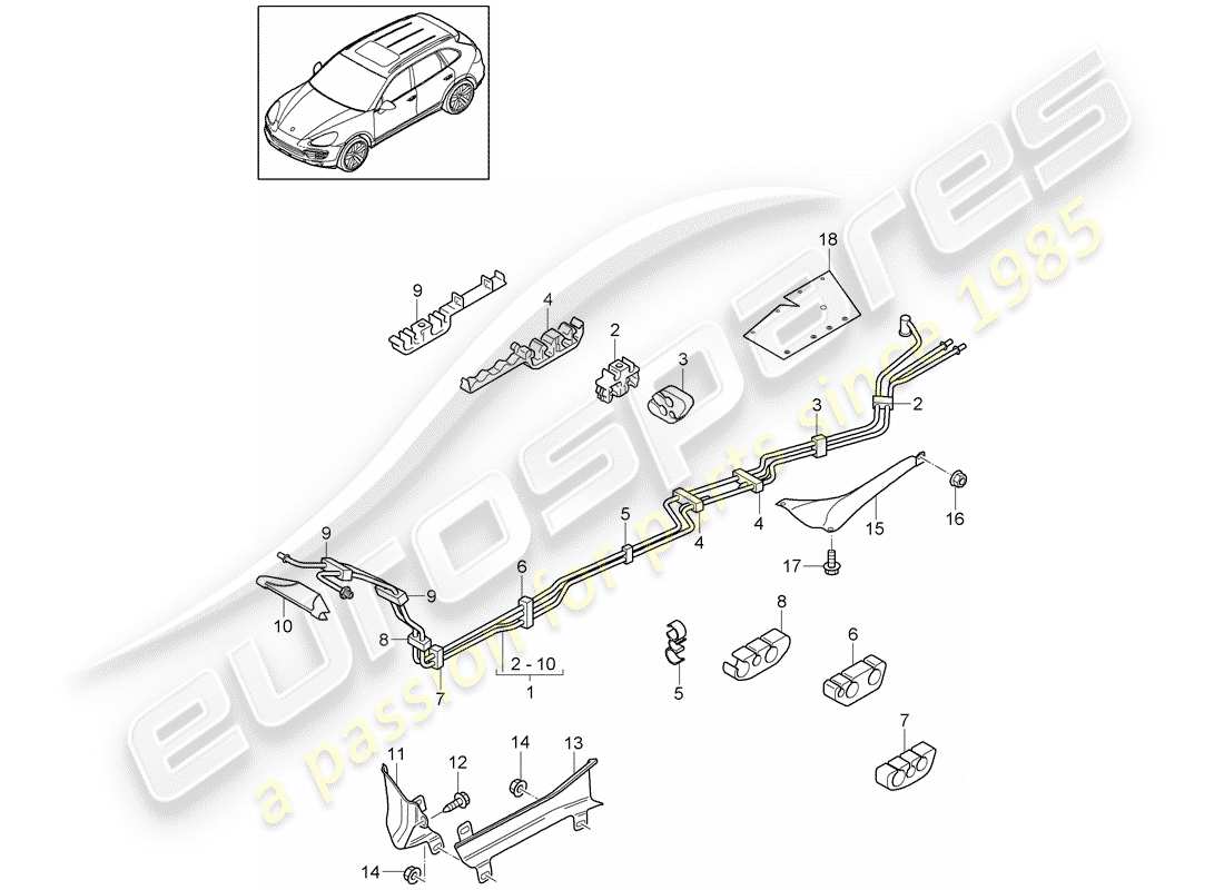porsche 2014 (cayenne e2 92a) conduite de carburant schéma des pièces