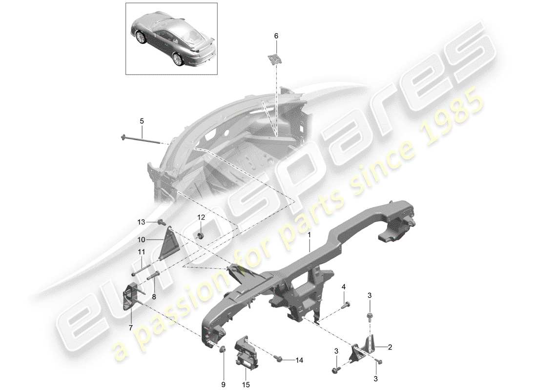 porsche 2015 (991-1 r/gt3/rs) cadre de retenue schéma des pièces