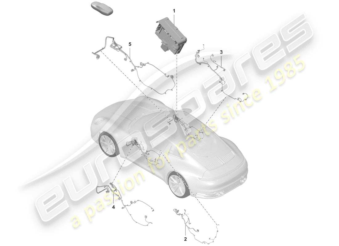 porsche 2019 (992-1) schéma des pièces des portes