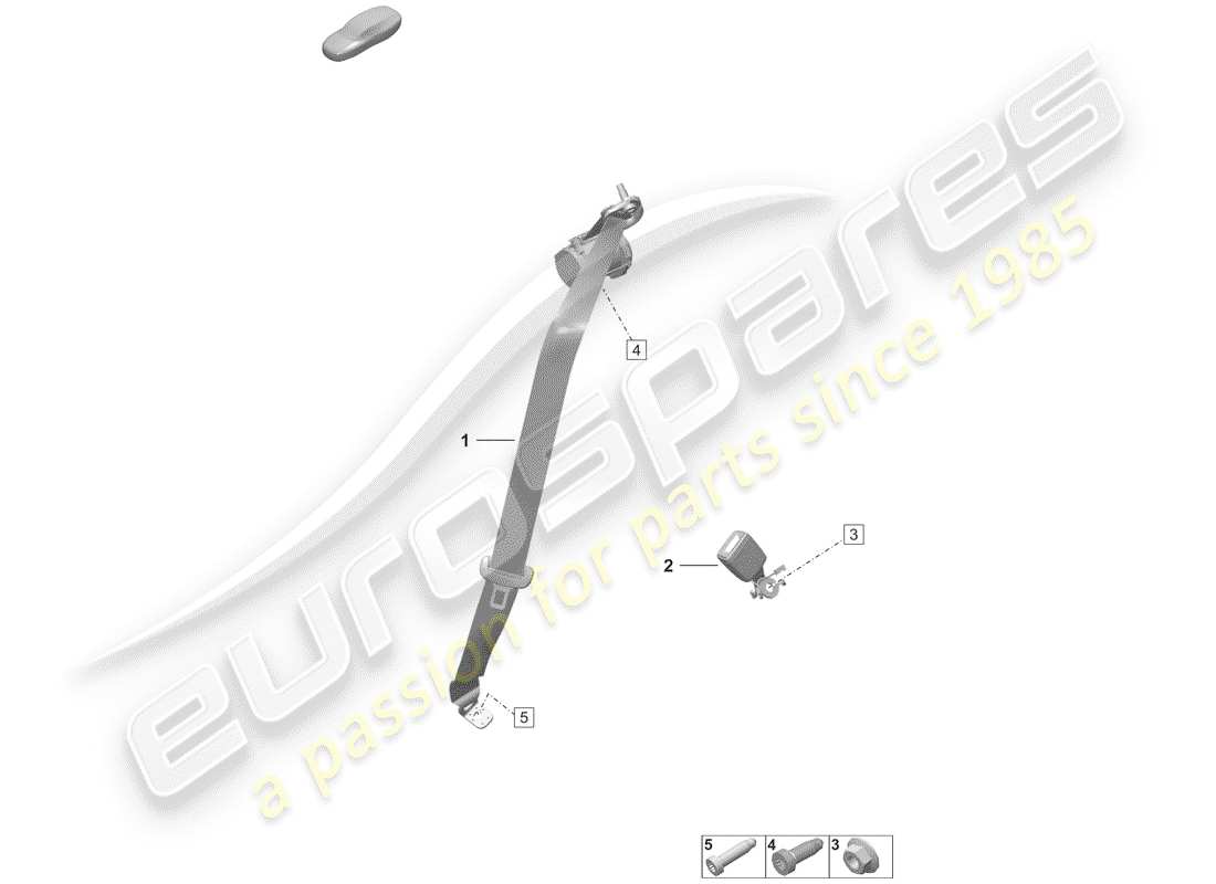 porsche 2020 (992-1) ceinture de sécurité à trois points schéma des pièces