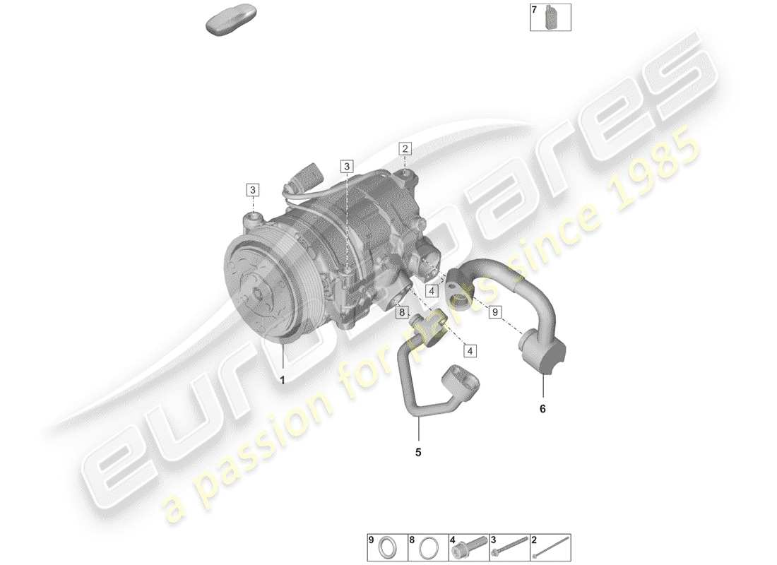 porsche 2020 (992-1) compresseur de climatiseur schéma des pièces