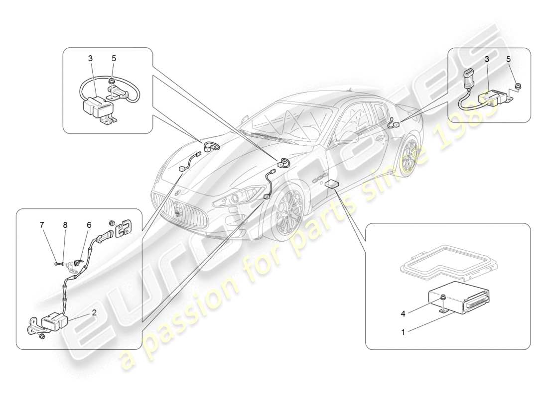 maserati granturismo (2008) commande électronique (suspension) schéma des pièces
