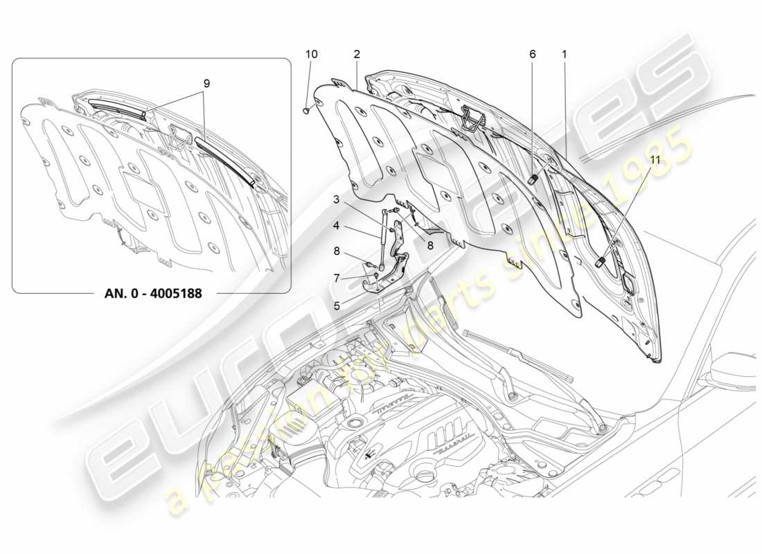 maserati qtp 3.0 bt v6 410hp (2014) diagramme des pièces du couvercle avant