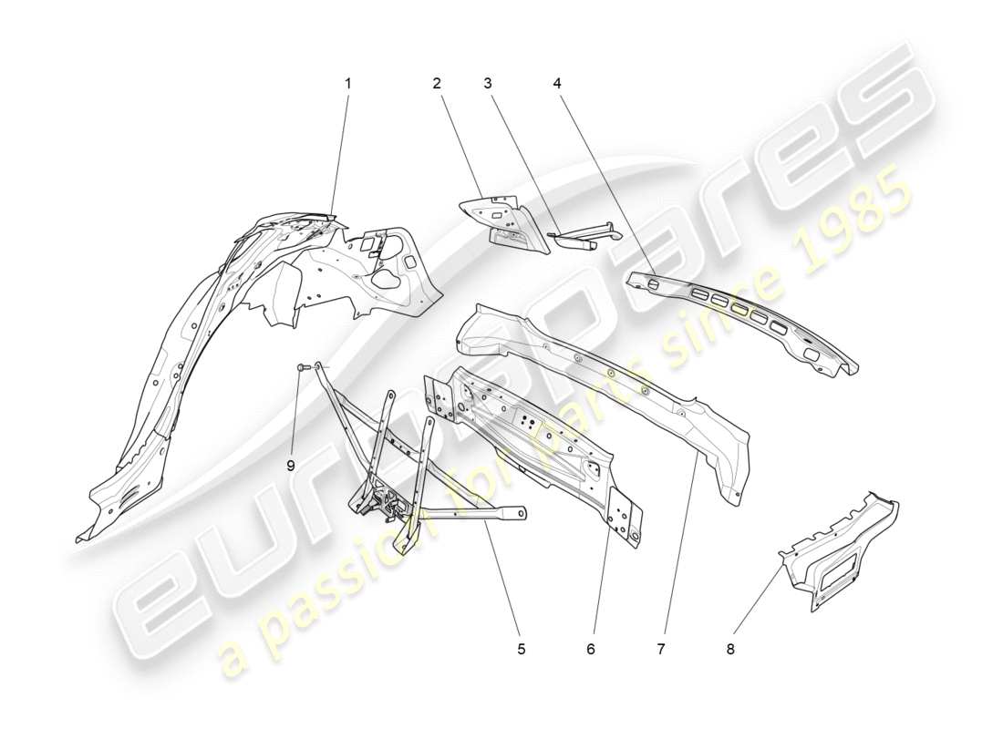 maserati qtp 3.0 bt v6 410hp (2014) schéma des pièces de la carrosserie et des panneaux de garniture extérieurs arrière