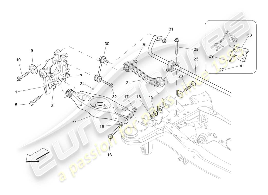 maserati qtp 3.0 bt v6 410hp (2014) schéma des pièces de la suspension arrière