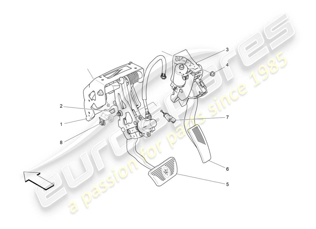 maserati qtp 3.0 bt v6 410hp (2014) schéma complet des pièces de l'unité du pédalier