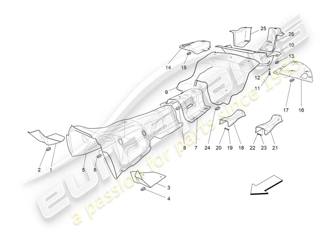 maserati qtp 3.0 tds v6 275hp (2015) panneaux d'isolation thermique schéma des pièces