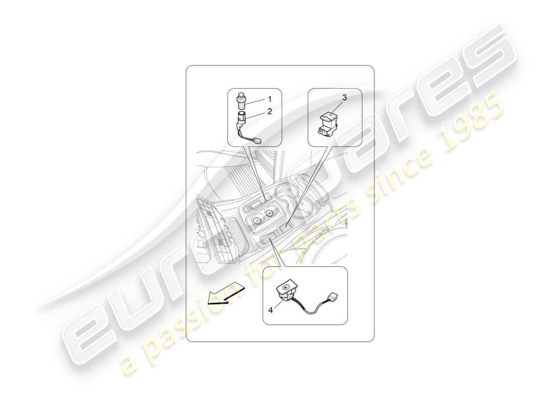 maserati granturismo s (2014) appareils de console centrale schéma des pièces