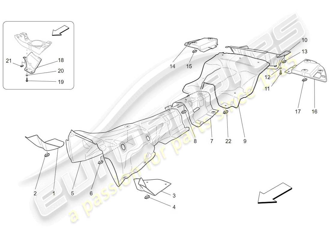 maserati granturismo (2009) panneaux isolants thermiques schéma des pièces