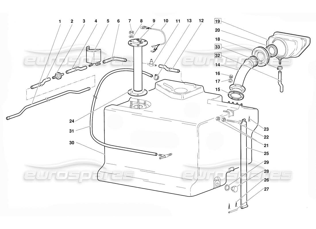 lamborghini diablo (1991) schéma des pièces du système d'alimentation en carburant (valable pour la version du 1992 juin)