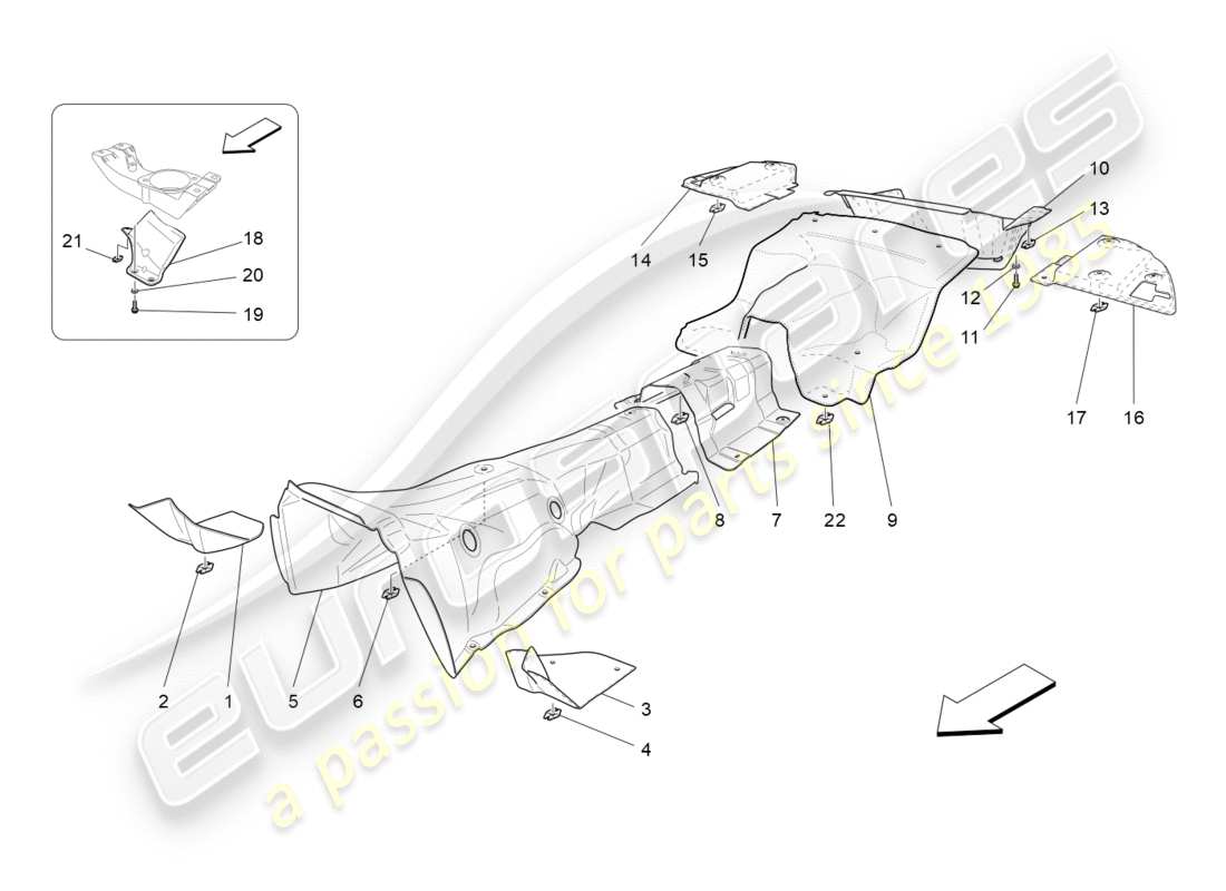 maserati granturismo s (2013) panneaux d'isolation thermique schéma des pièces