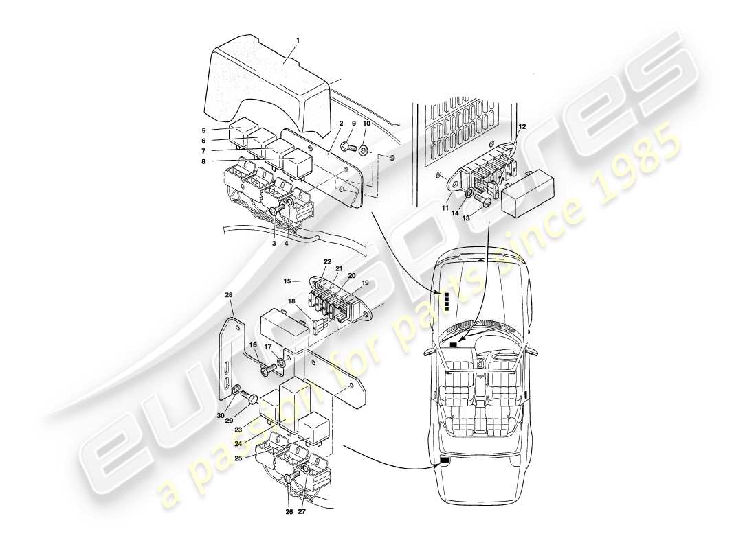 aston martin v8 volante (1998) relais, jusqu'au vin 89026 schéma de la pièce
