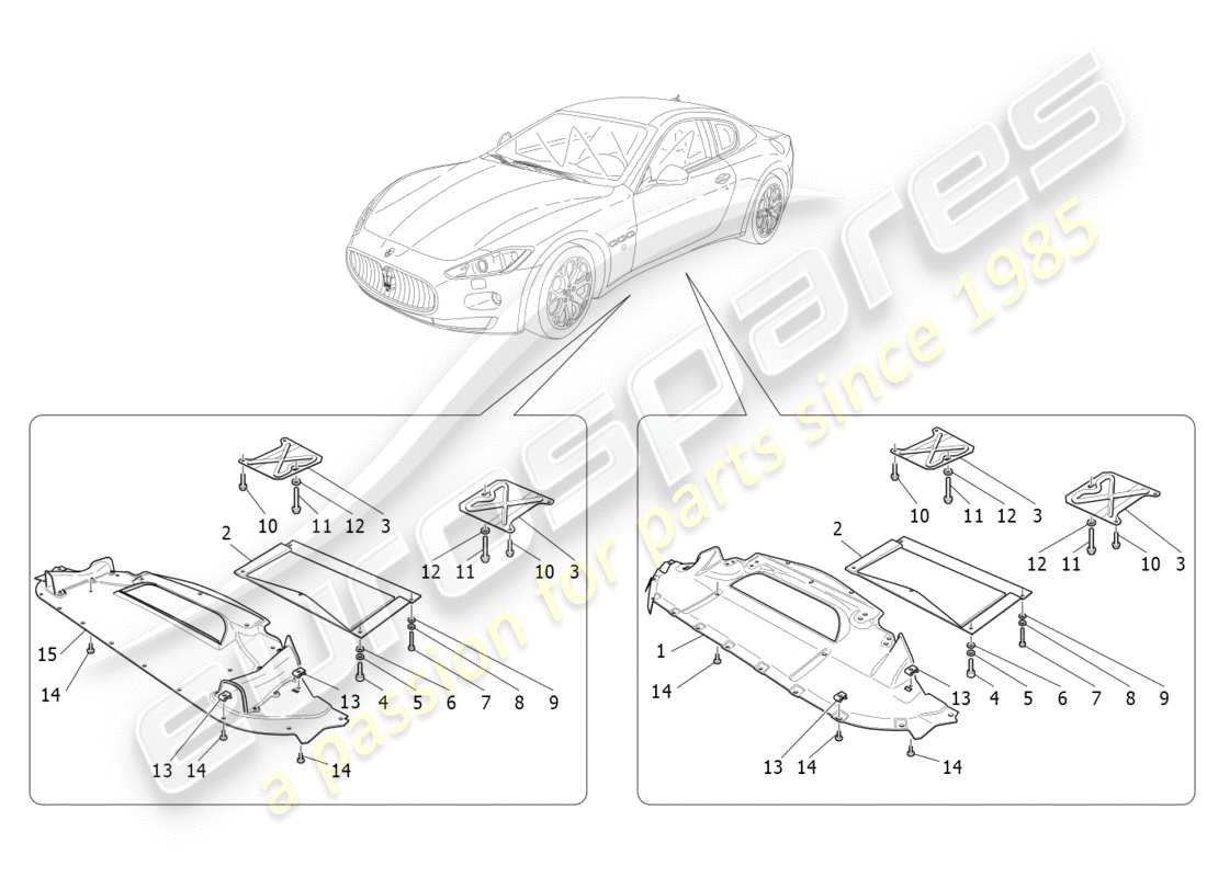 maserati granturismo (2015) protection sous-casse et sous-plancher schéma des pièces