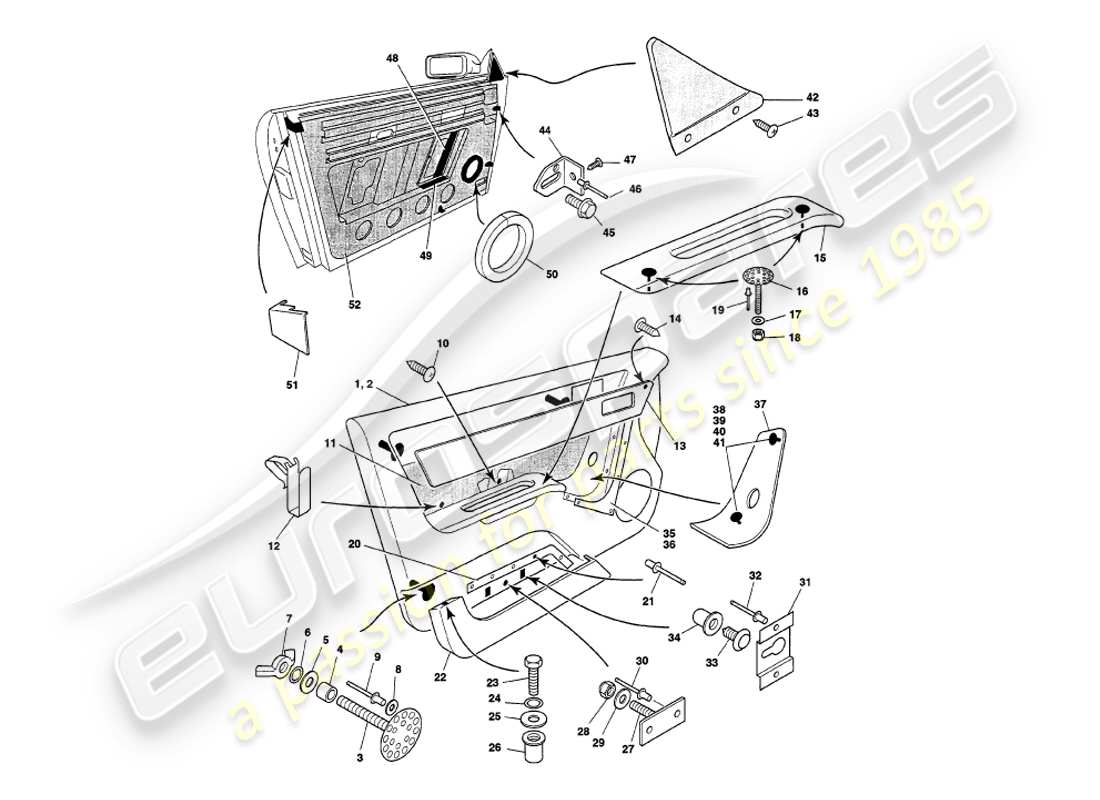 aston martin v8 volante (1997) encadrement de porte schéma des pièces
