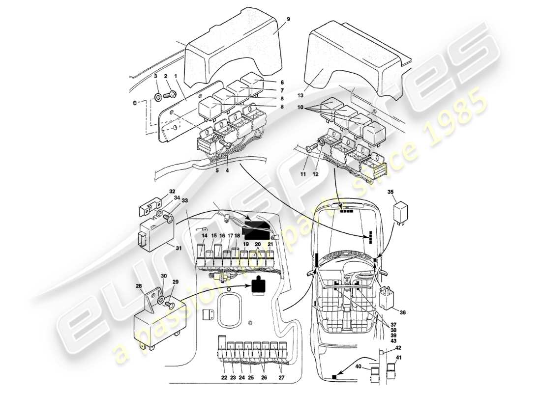 aston martin v8 volante (1998) relais, vin 89027 sur le diagramme de pièce