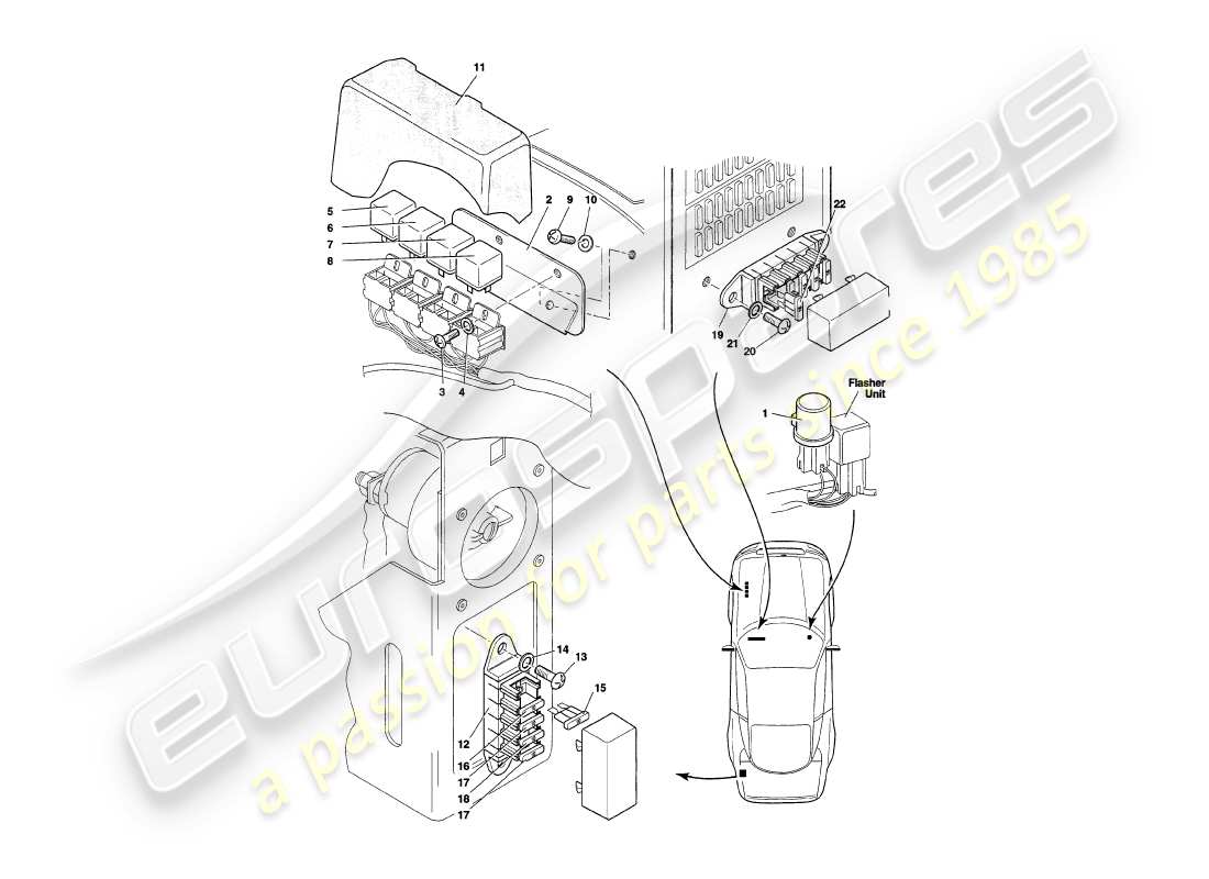 aston martin v8 coupe (2000) relais, vin v79092 sur le diagramme de pièce