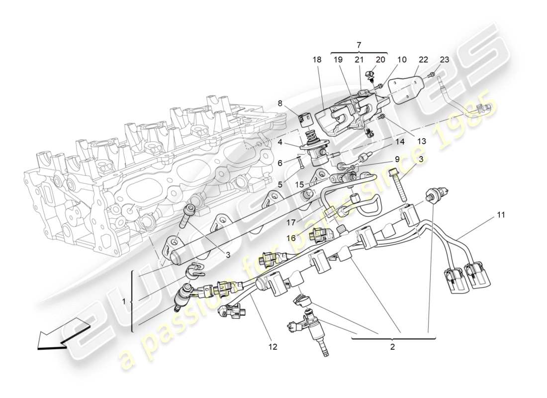 maserati qtp 3.0 bt v6 410hp (2014) schéma des pièces des pompes à carburant et des conduites de connexion
