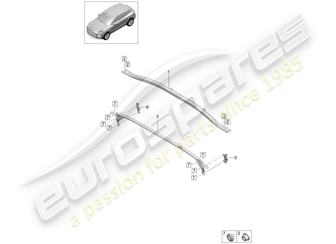 porsche 2019 (macan) schéma des pièces de la jambe de force du dôme