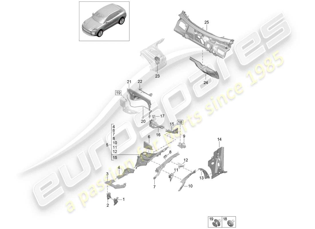 porsche 2019 (macan) schéma des pièces front end