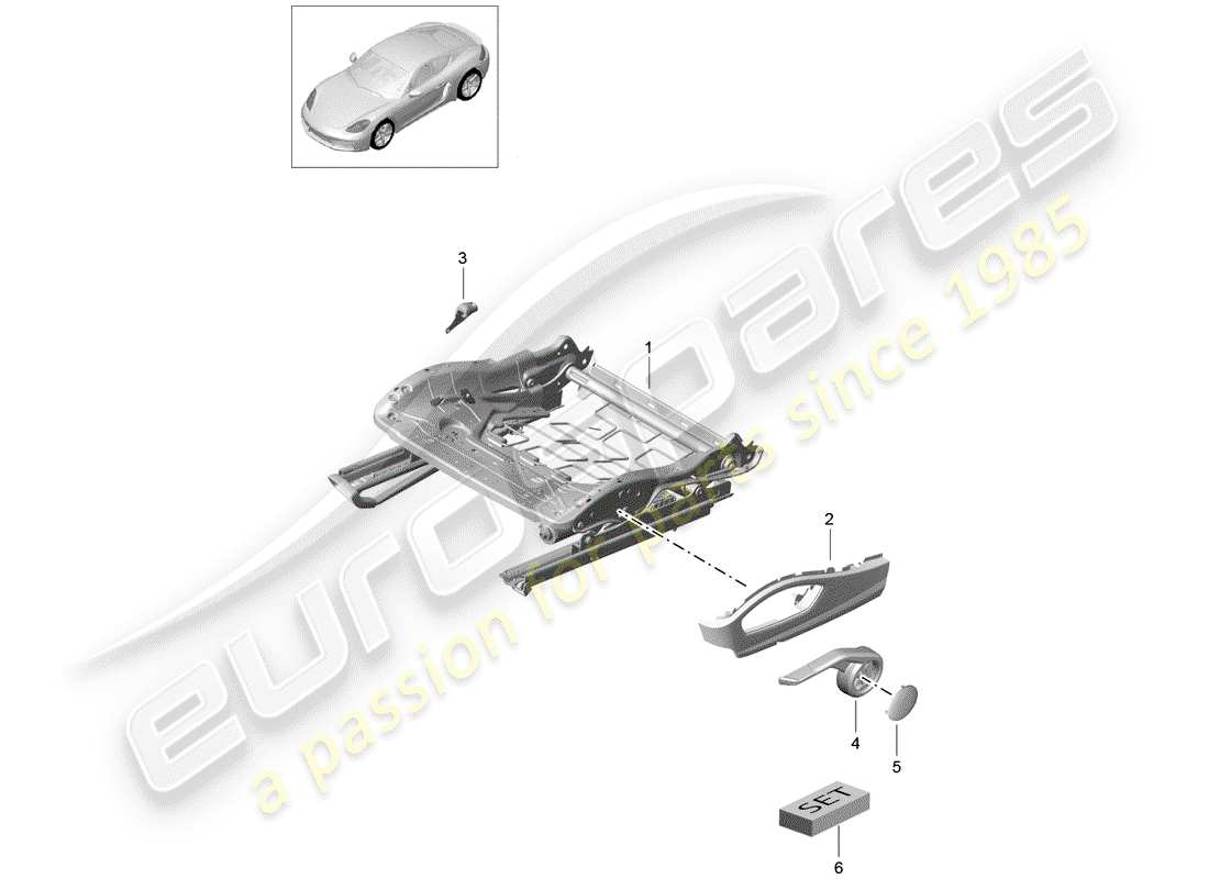 porsche 2017 (718 cayman) cadre de siège schéma des pièces