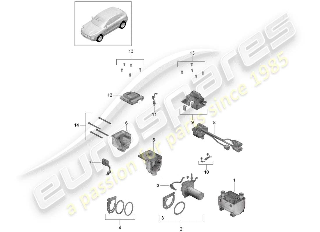 porsche 2016 (macan) chauffage d'appoint schéma des pièces