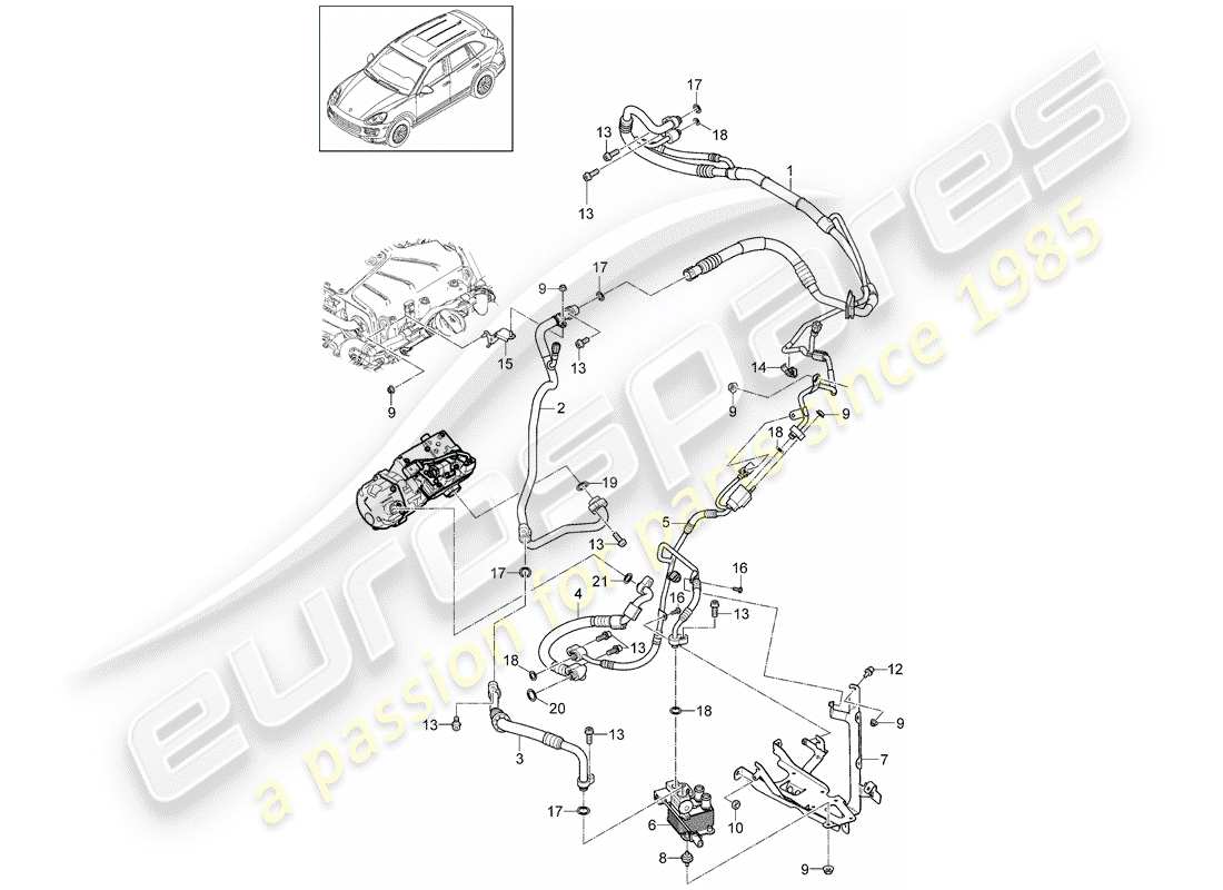 porsche 2015 (cayenne e2 92a) circuit frigorifique schéma des pièces