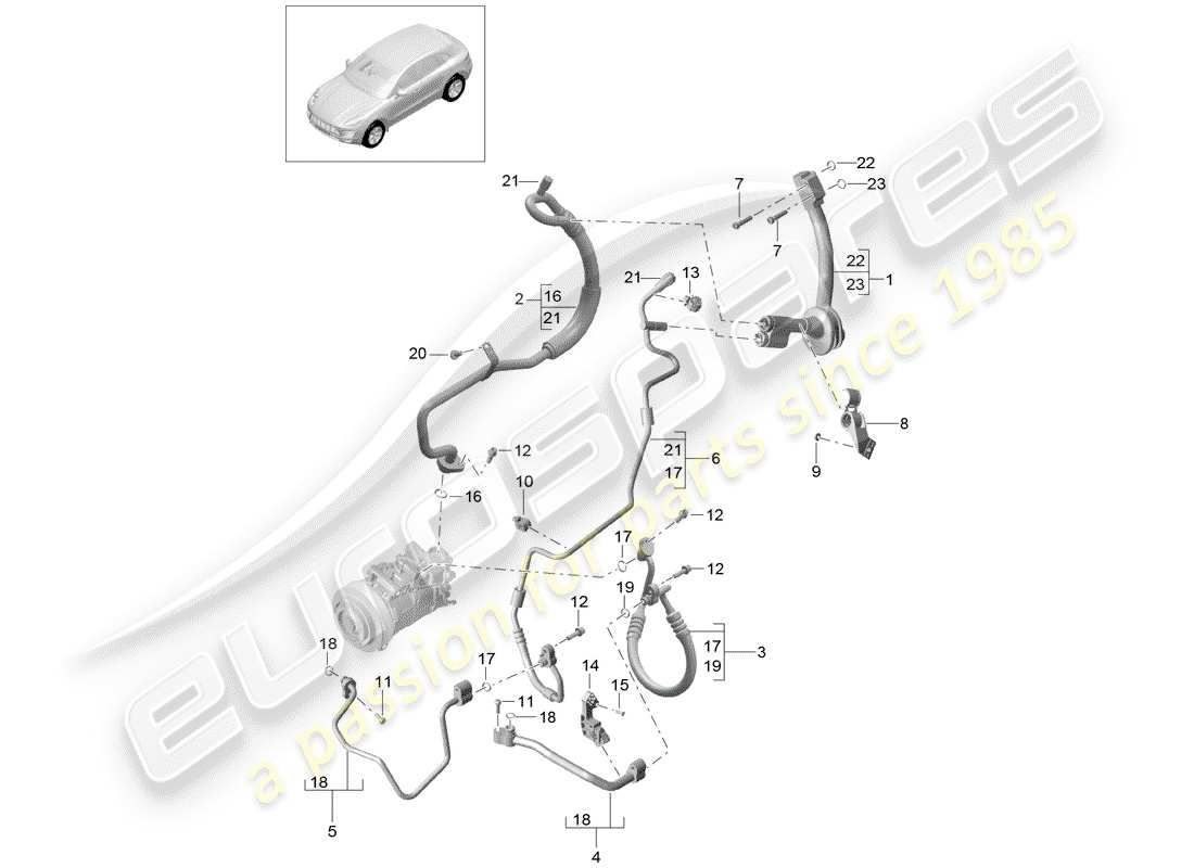 porsche 2016 (macan) circuit frigorifique schéma des pièces