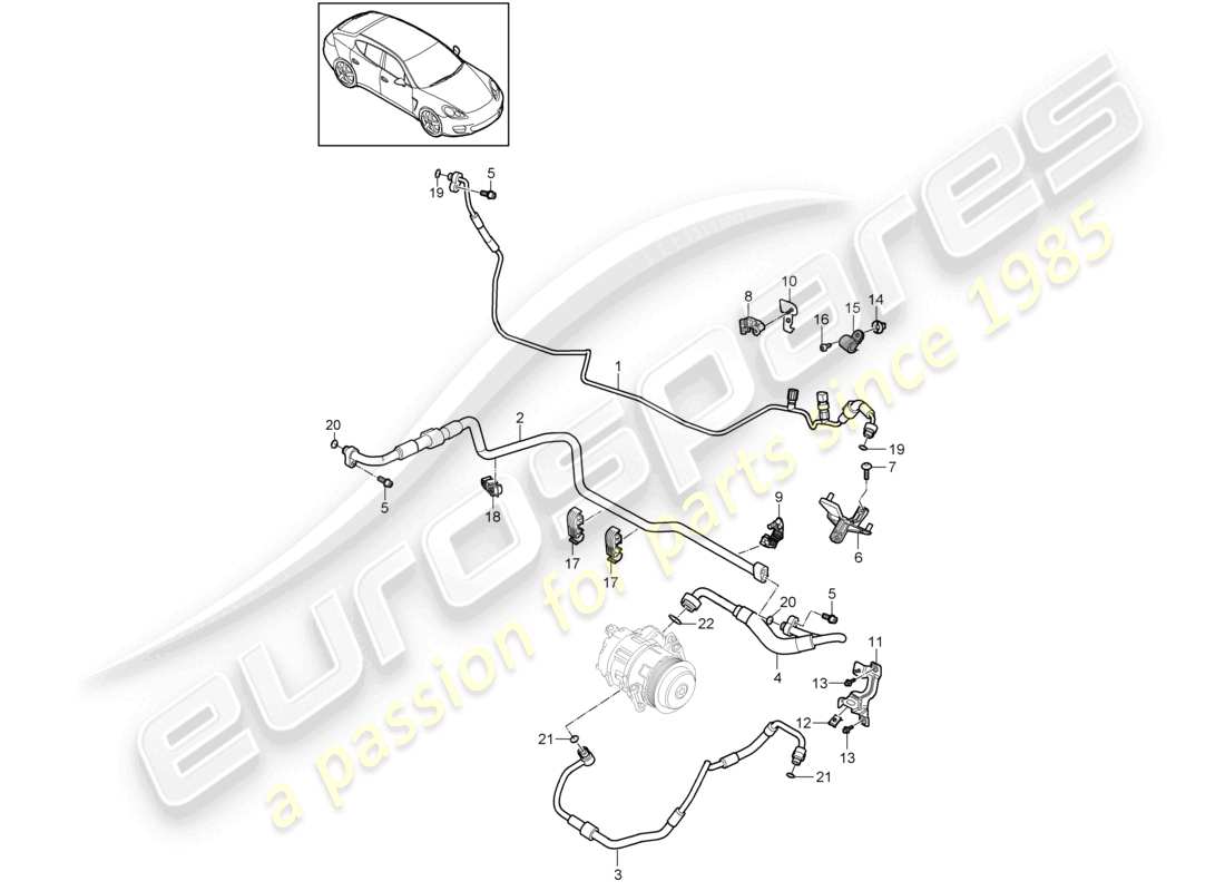 porsche 2010 (cayenne e1 9pa) circuit frigorifique diesel schéma des pièces