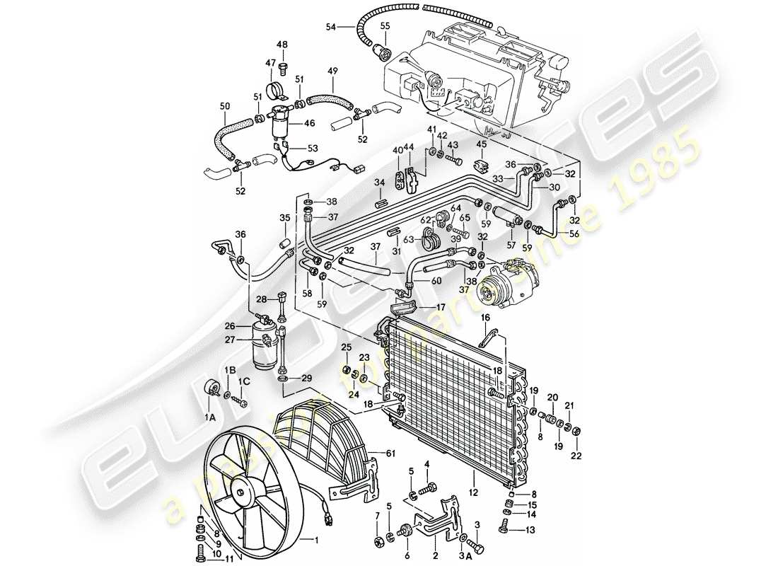 porsche 1984 (928) circuit frigorifique schéma des pièces