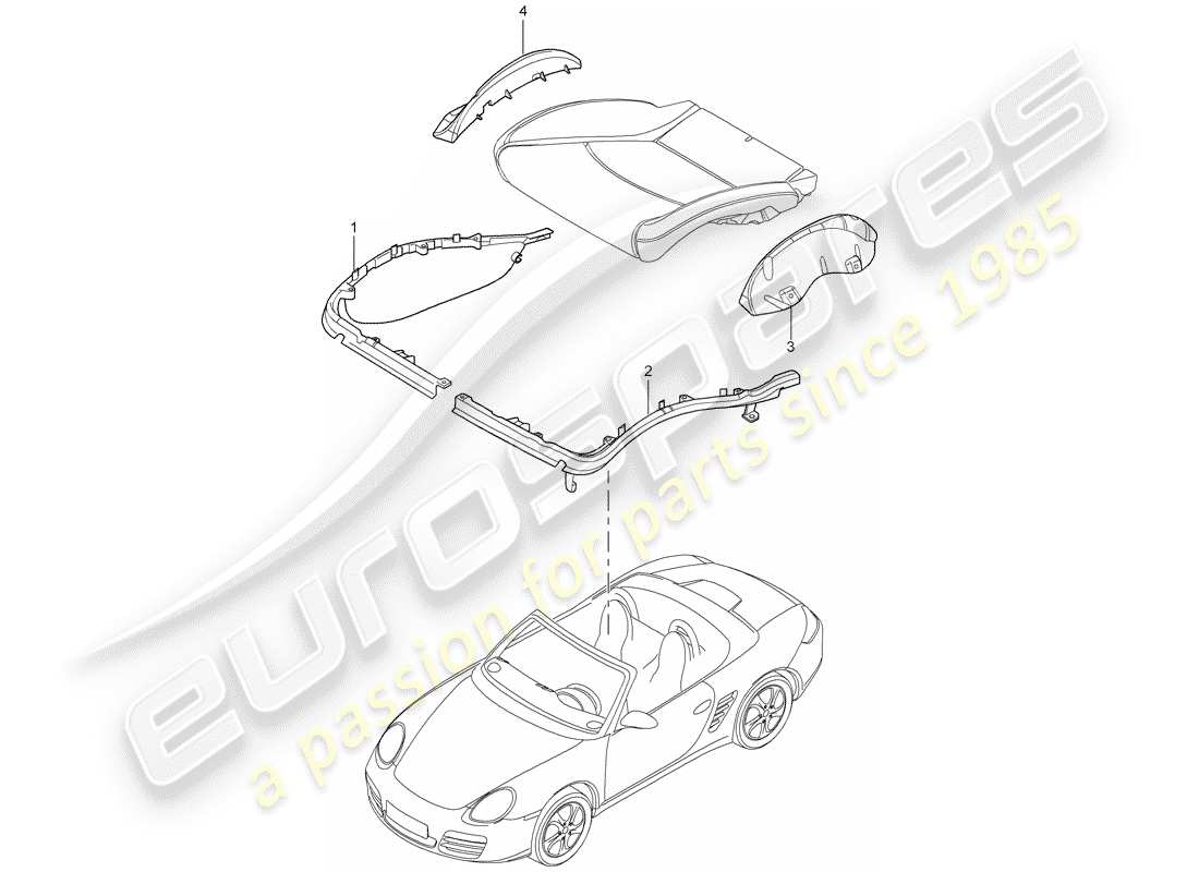 porsche 2007 (987 boxster) schéma des pièces du porte-coussin