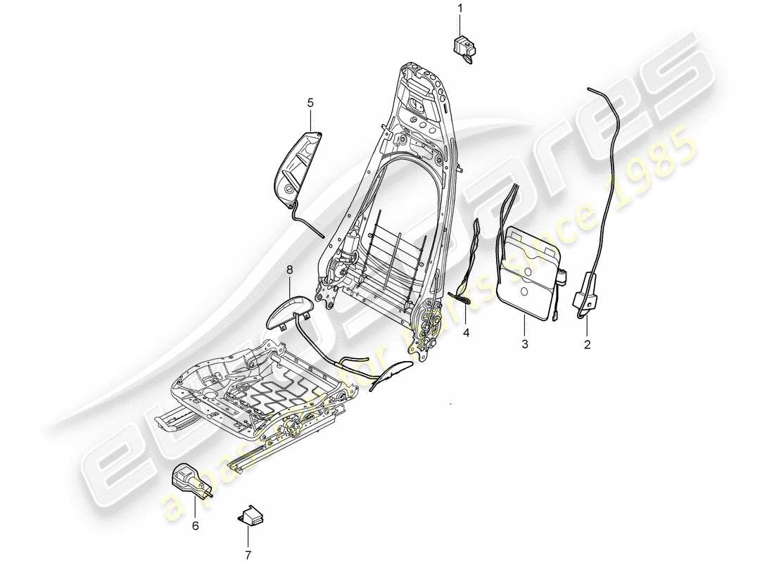 porsche 2011 (997-2 gt3) soutien lombaire schéma des pièces