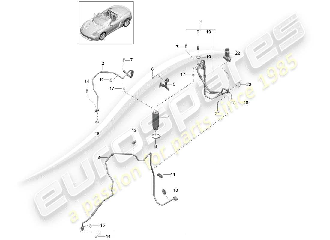porsche 2019 (718 boxster) circuit frigorifique schéma des pièces