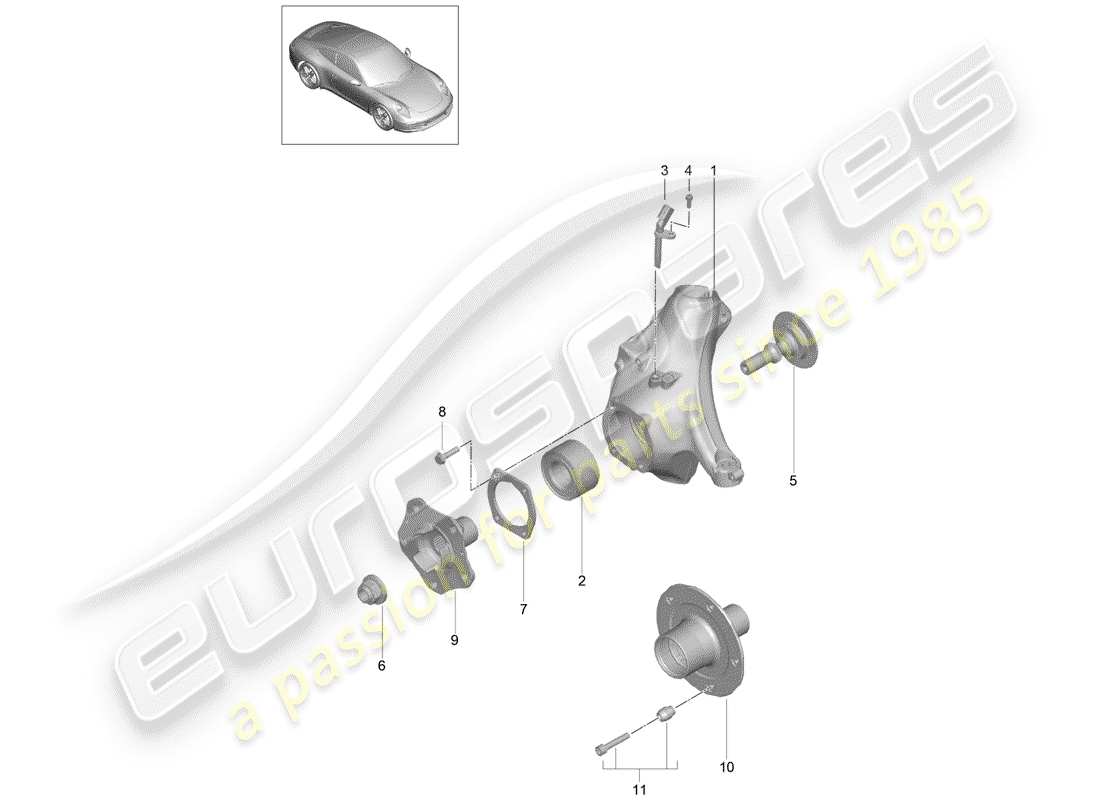 porsche 2014 (991-1) support de roue schéma des pièces