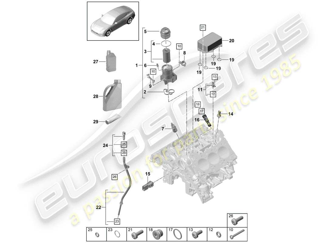 porsche 2017 (panamera 971-1) filtre à huile schéma des pièces
